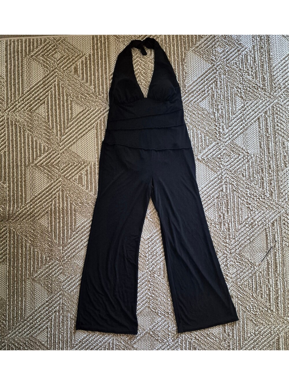 Vintage Y2K Shape FX Black Halter Wide Leg Jumpsuit S M